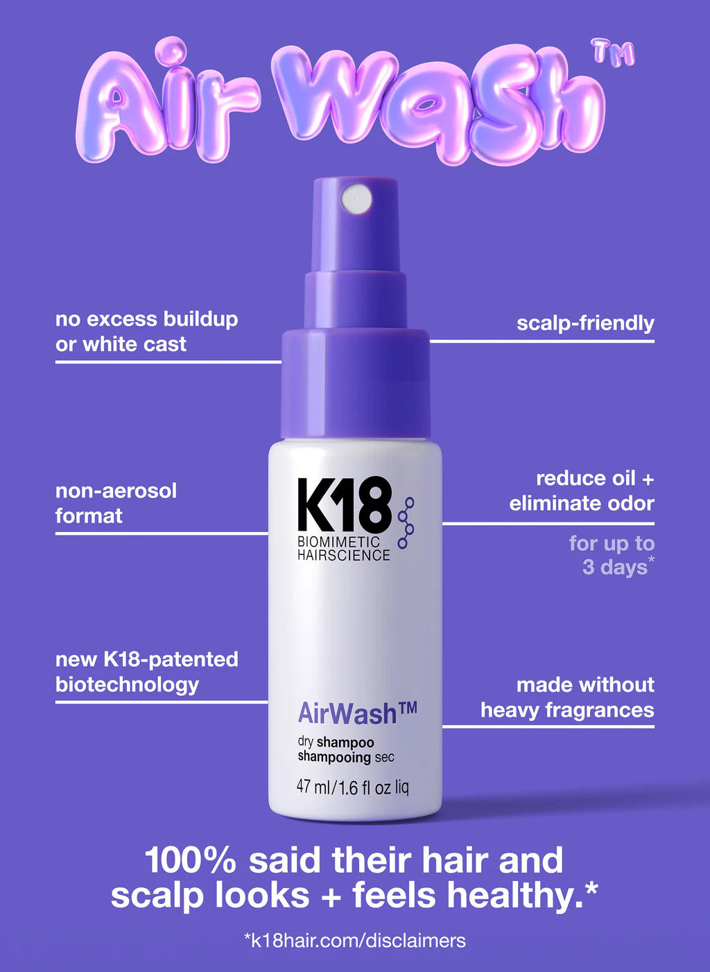 K18 AirWash Non-Aerosol Dry Shampoo