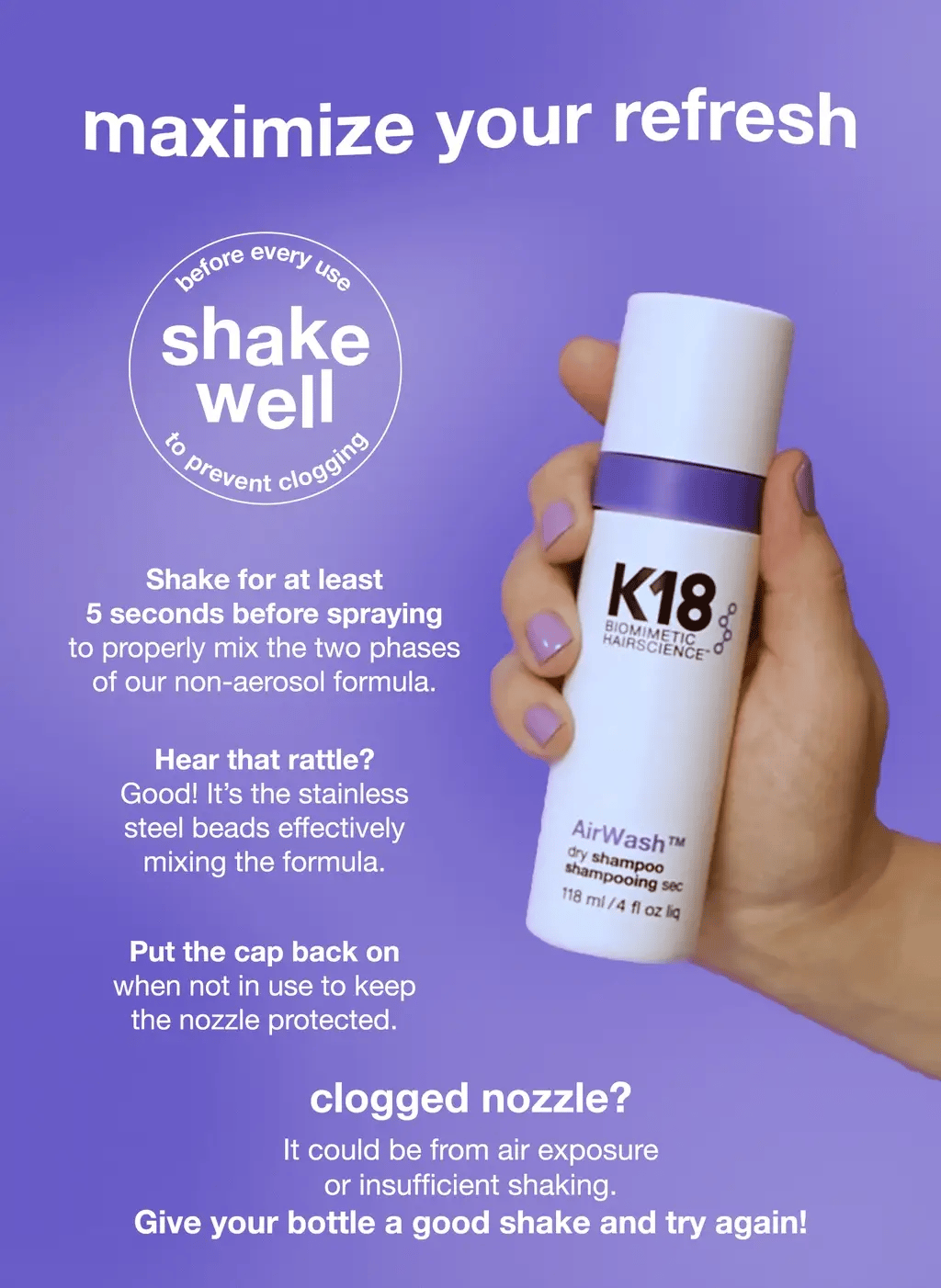 K18 AirWash Non-Aerosol Dry Shampoo