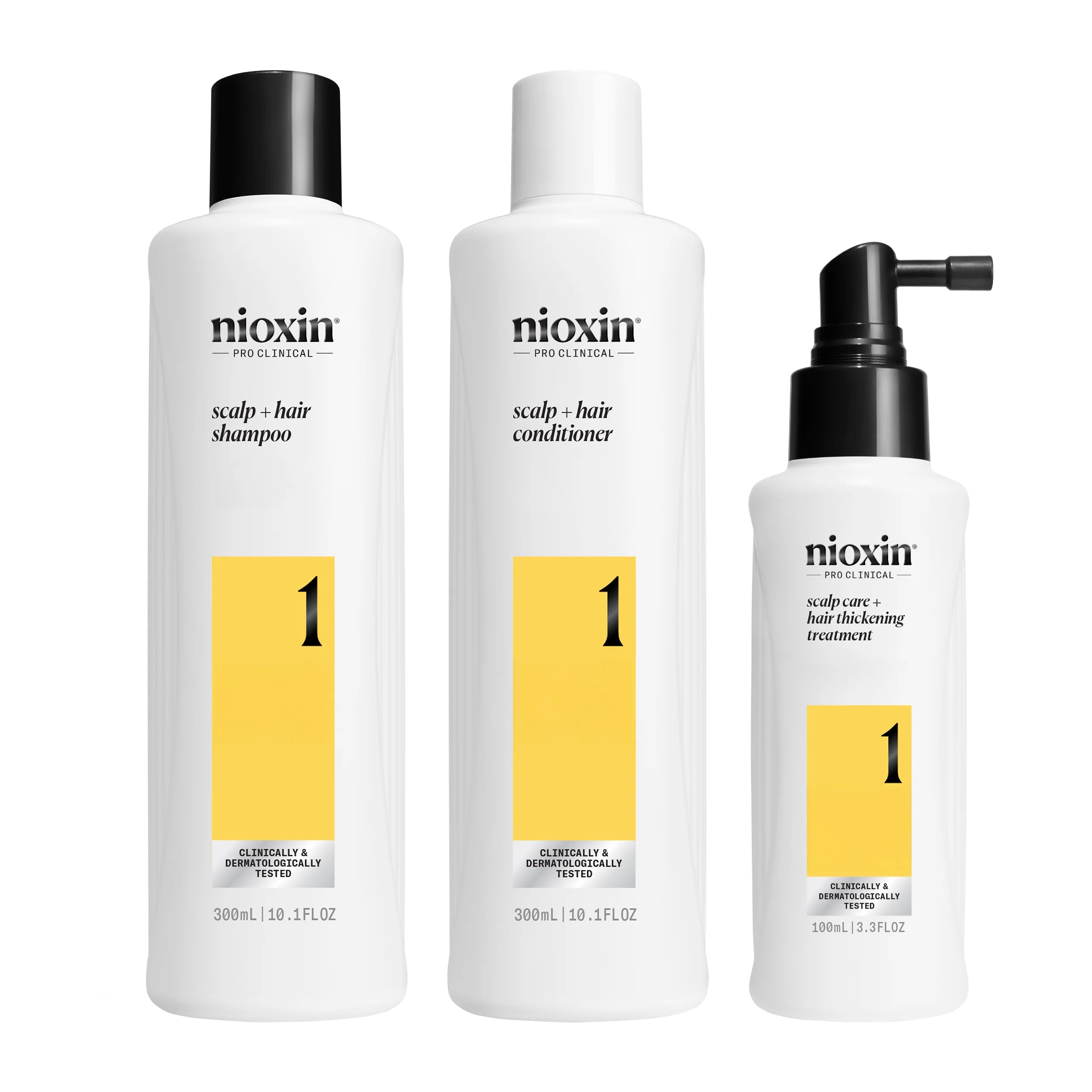 Nioxin Scalp + Hair Thickening System 1 - Includes Shampoo, Conditioner and Scalp Treatment