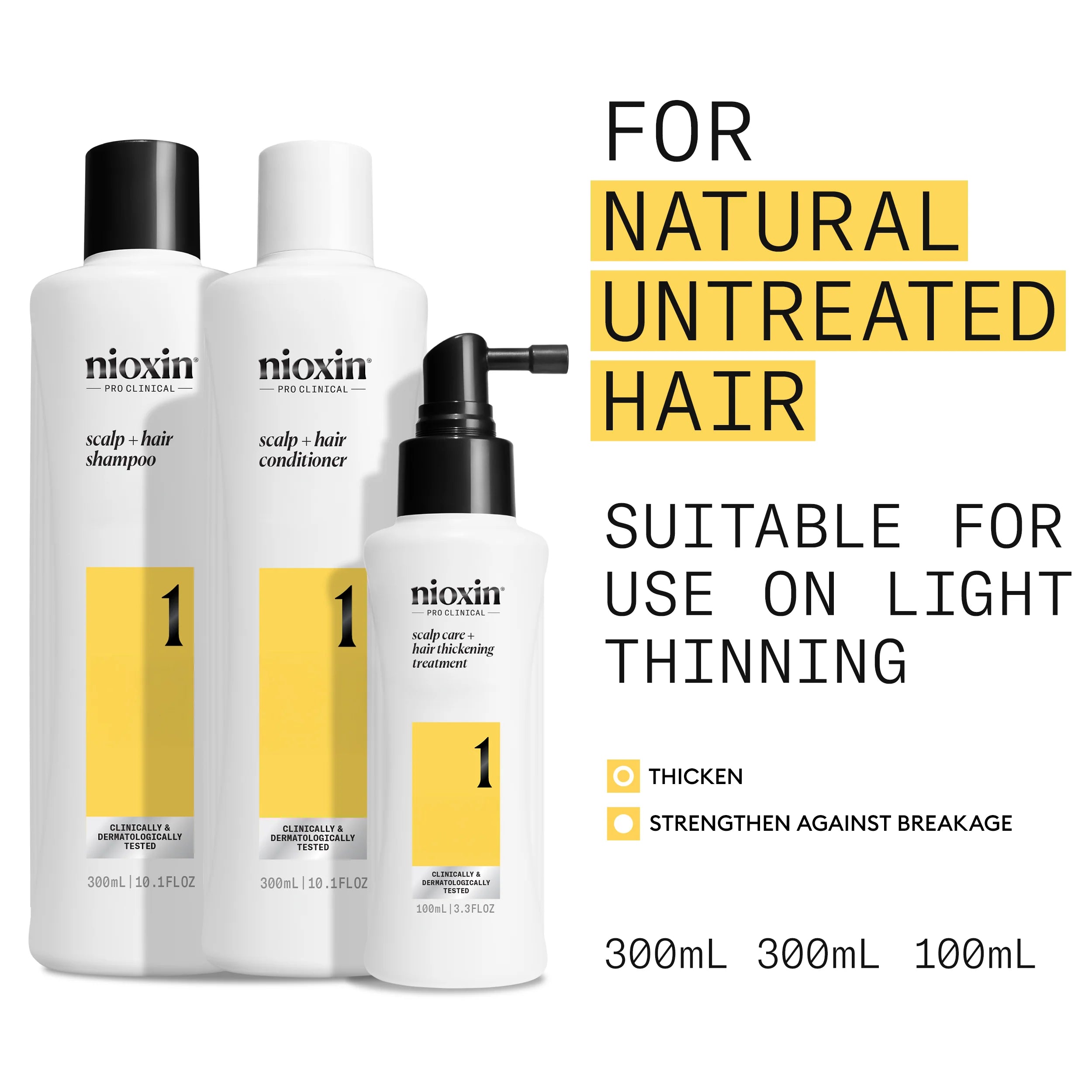 Nioxin Scalp + Hair Thickening System 1 - Includes Shampoo, Conditioner and Scalp Treatment