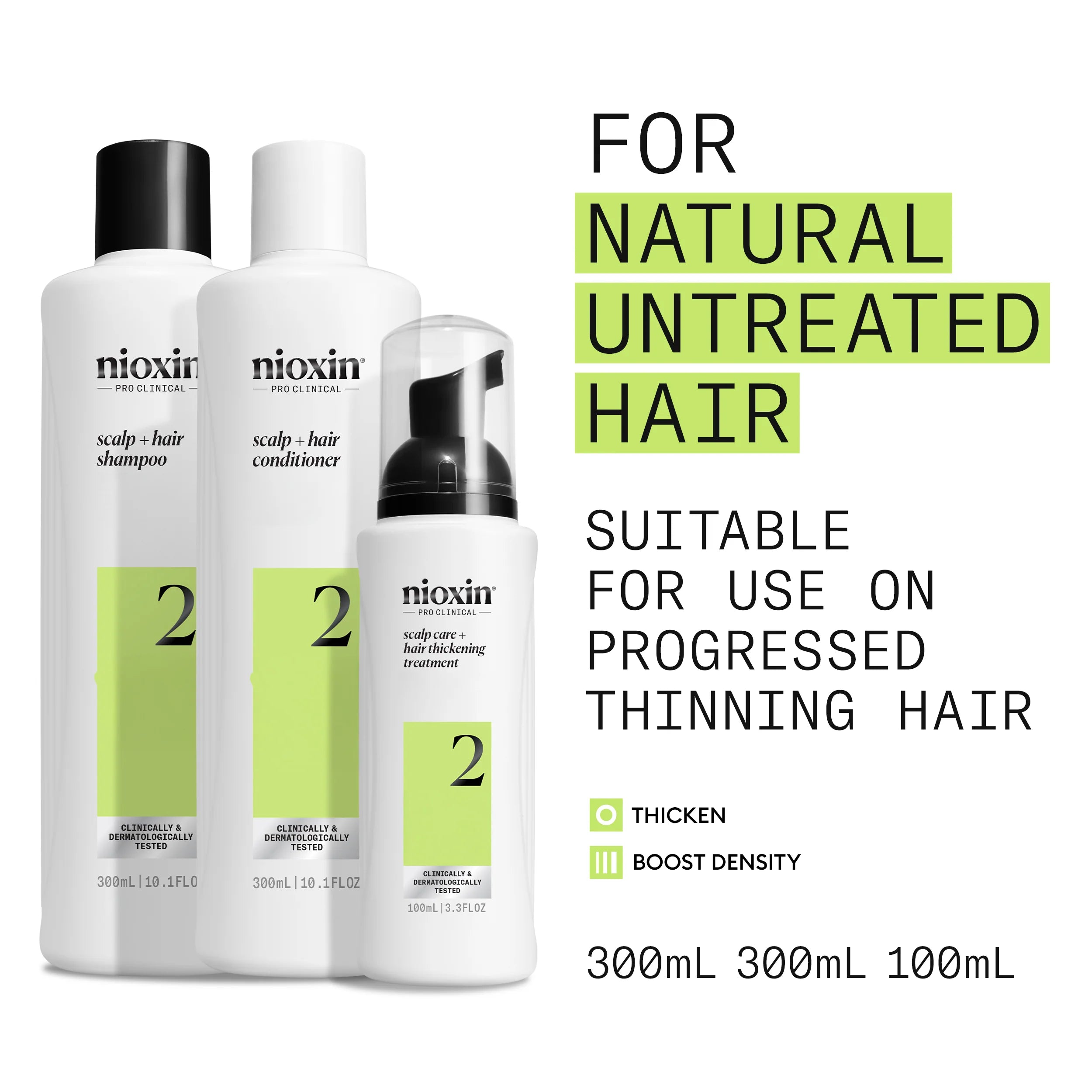 Nioxin Scalp + Hair Thickening System 2 - Includes Shampoo, Conditioner and Scalp Treatment