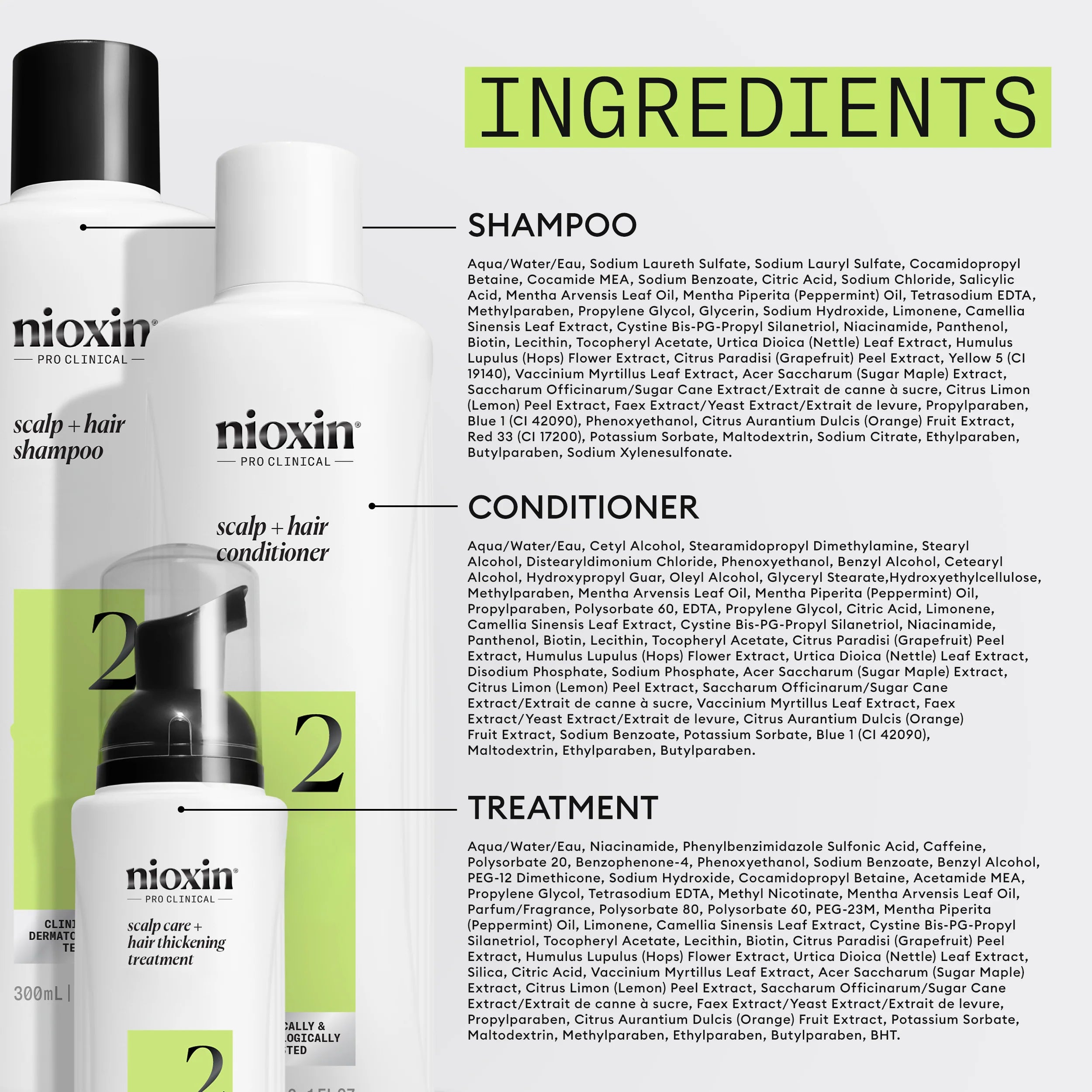 Nioxin Scalp + Hair Thickening System 2 - Includes Shampoo, Conditioner and Scalp Treatment