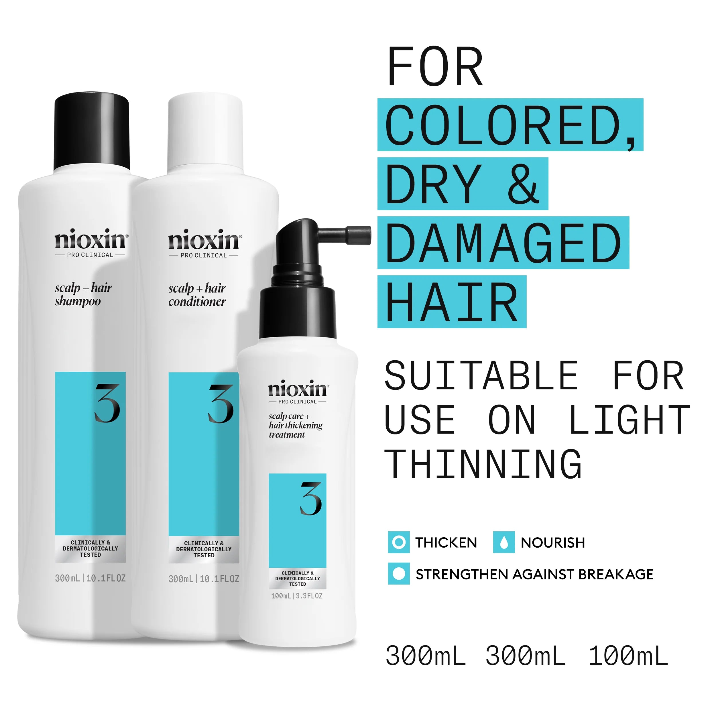 Nioxin Scalp + Hair Thickening System 3 - Includes Shampoo, Conditioner and Scalp Treatment