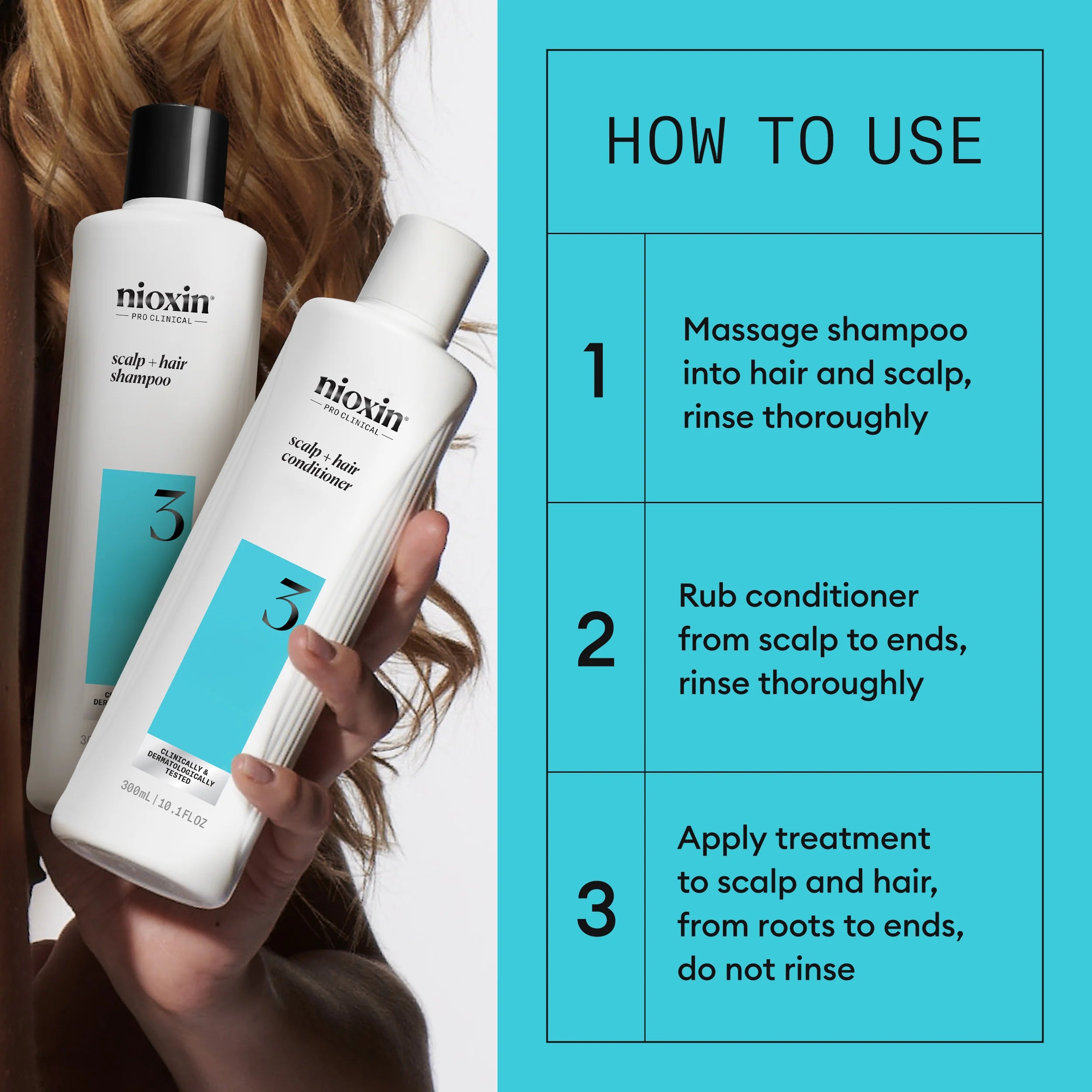 Nioxin Scalp + Hair Thickening System 3 - Includes Shampoo, Conditioner and Scalp Treatment