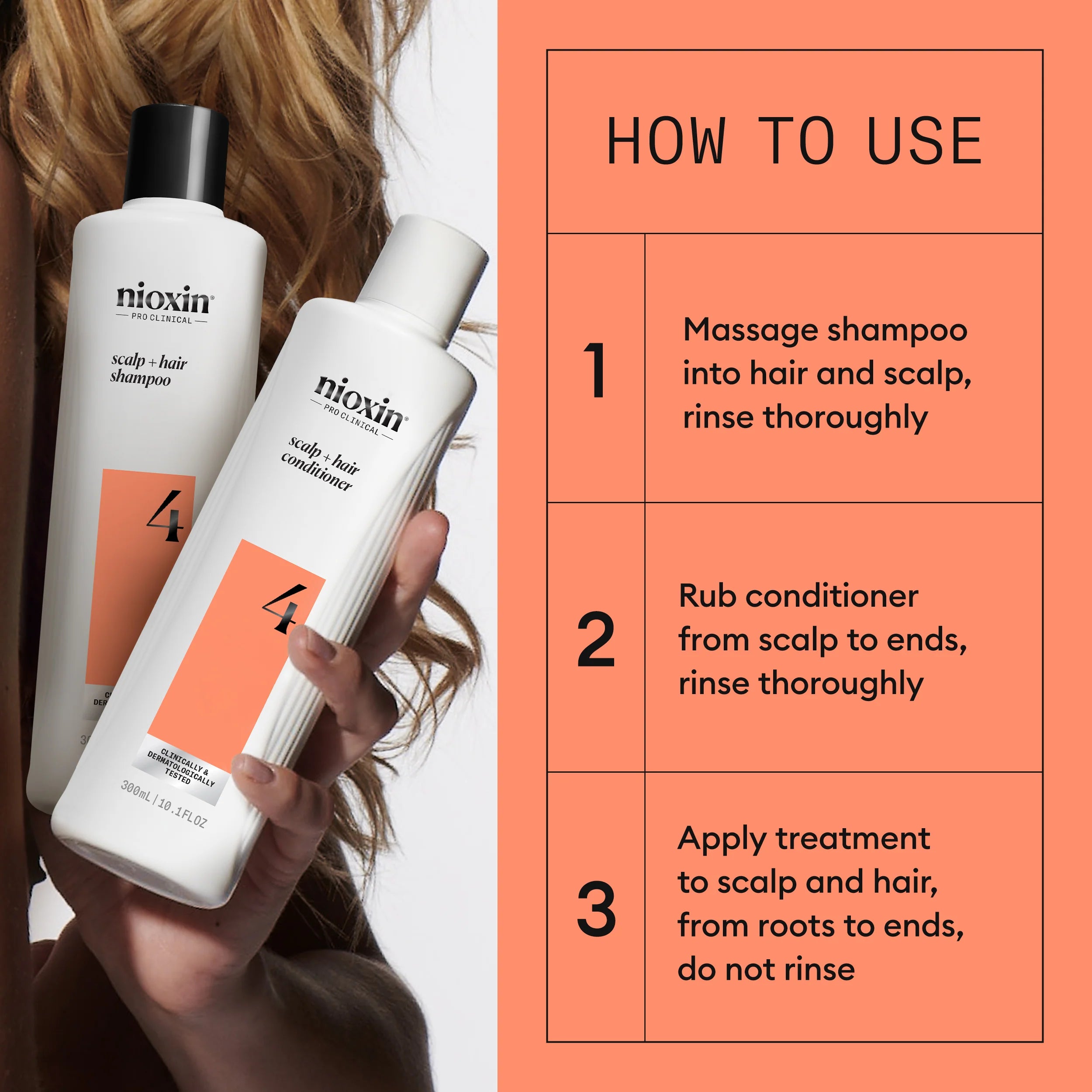 Nioxin Scalp + Hair Thickening System 4 - Includes Shampoo, Conditioner and Scalp Treatment