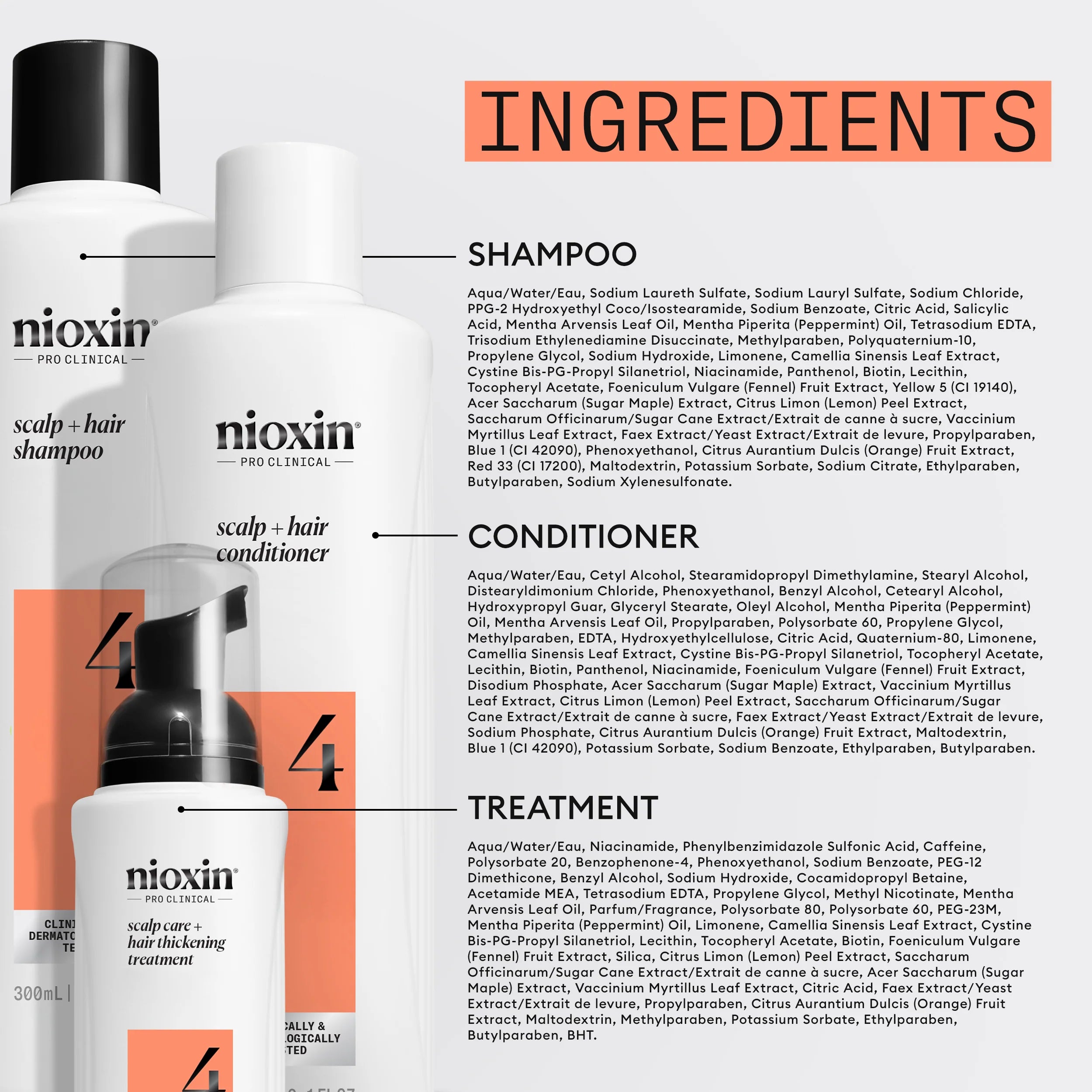 Nioxin Scalp + Hair Thickening System 4 - Includes Shampoo, Conditioner and Scalp Treatment