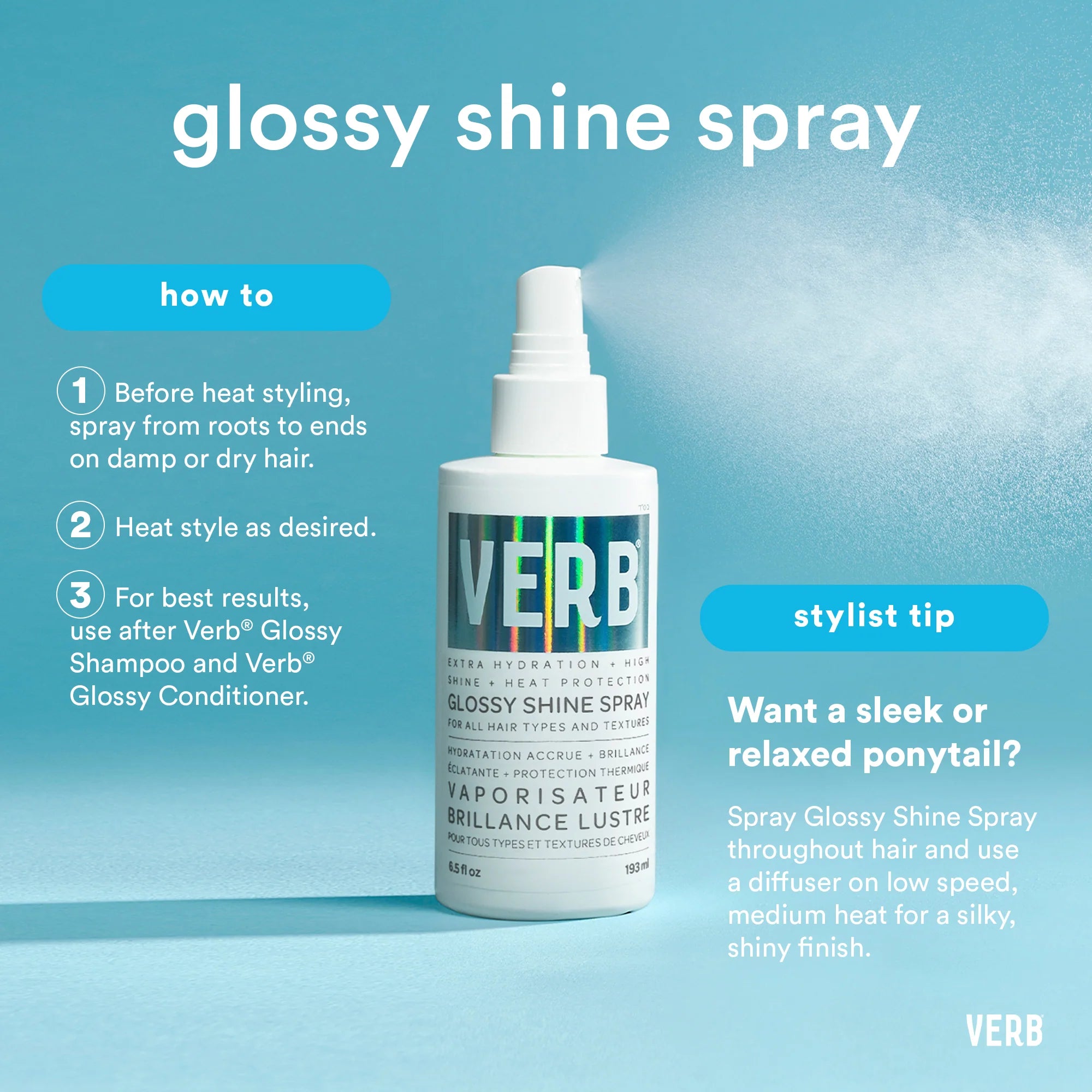 Verb Glossy Shine Spray With Heat Protection